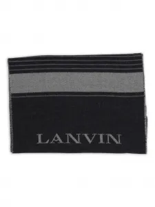 Полосатый шарф с бахромой Lanvin, черный
