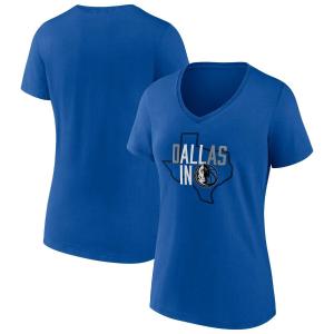 Женская синяя футболка с v-образным вырезом и фирменным логотипом Dallas Mavericks Hometown Collection Fanatics