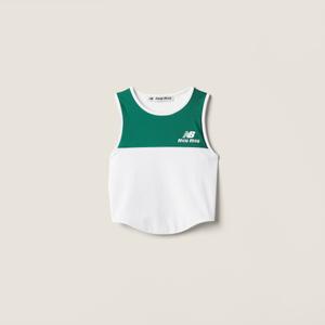 Топ из эластичного технического джерси MIU MIU, зеленый