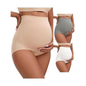 3 пары женских высоких бесшовных трусов для беременных Inspire Chic, Gray Beige White