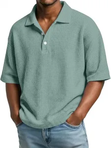 Мужская поло с коротким рукавом — дышащая футболка с воротником на пуговицах