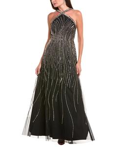 Эйдан Мэттокс Бисерное бальное платье Aidan Mattox, черный