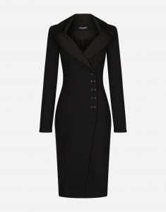 Платье-пальто миди из технического джерси Dolce & Gabbana, черный