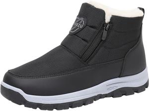 Женские зимние сапоги на шнуровке с отделкой из искусственного меха, водонепроницаемые и противоскользящие ботильоны для женщин Generic, Black