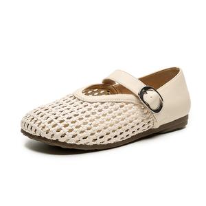 Туфли Мэри Джейн на плоской подошве женские HUANAI, Beige