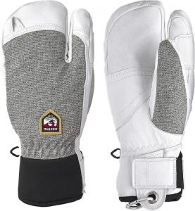 Мужские армейские кожаные перчатки Hestra Patrol с тремя пальцами, светло-серый