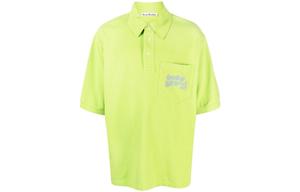 Футболка поло с вышитым логотипом Acne Studios, лаймового цвета
