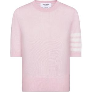 Футболка с прозрачными рукавами из тонкого топа THOM BROWNE, розовый