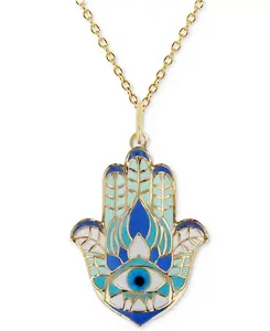 Ожерелье с подвеской в виде руки хамсы с эмалью от сглаза, 18 дюймов, из 14-каратного золота Macy'S, gold