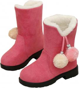 Девочкам милые зимние ботинки на снег с меховой подкладкой, теплые, толстые, средней длины, модные термоботинки до щиколотки Generic, Pink