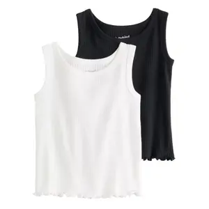 Девочки 4-12 лет 2 шт базовые ребристые майки Jumping Beans, черный