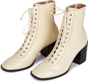 Женские ботильоны FSJ с квадратным носком, шнуровкой, на щиколотке, с массивным каблуком, задней молнией, модные челси, для вечеринок, короткие ботинки, размер 4-15 US, Beige