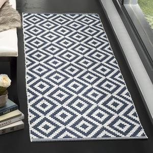 Ковер-дорожка SAFAVIEH, 69 x 214 см, Montauk Collection, Navy & Ivory, ручной работы из хлопка, идеально подходит для помещений с высокой проходимостью в гостиной, спальне (MTK613C)