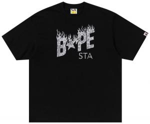 Футболка BAPE Wild Leopard Pattern BAPE Sta Logo Relaxed Fit Tee, черная