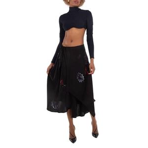 Юбка Yohji Yamamoto Drape & Gather Detail из шелка Yohji Yamamoto, черный