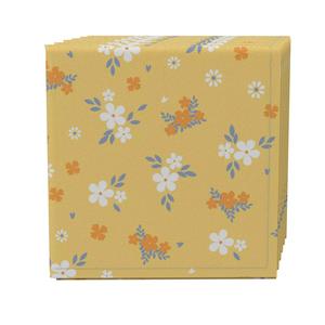 Набор из 4 салфеток, 100% хлопок, 20х20 дюймов, декоративный цветочный узор на оранжевом фоне