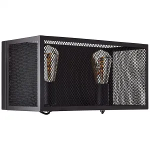 Настенный светильник Maze E27, 1 шт., 20 x 40 x 20 см, 2 x E27, макс. 40 Вт, металл, черный корунд Brilliant, Schwarz korund