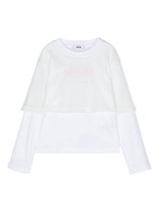 MSGM Kids многослойная футболка с логотипом, белый