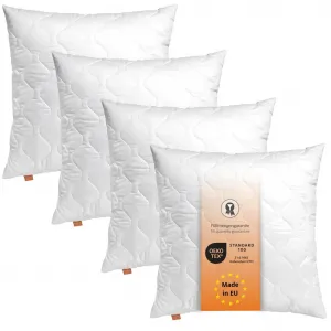 Подушка 80 х 80 см, комплект из 4 шт., наволочки, 100% микрофибра, подходит для аллергиков, для сна Basic 100 sleepling