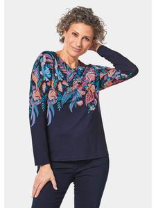 Футболка с принтом ярких цветов, темно-синяя / с рисунком GOLDNER