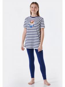 Schiesser Пижама темно-синего/белого цвета