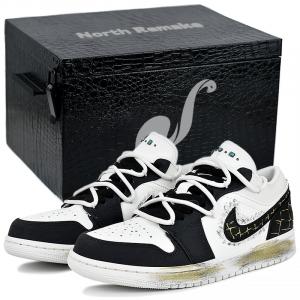 Jordan Эйр 1 Легкие низкие винтажные баскетбольные кроссовки мужские черно-бело-золотые - черно-бело-золотые с подарочной коробкой 2, цвет Black White Gold-Gift Box 2