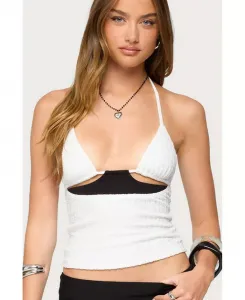 Женский топ Powell с текстурированным вырезом и бретелькой через шею Edikted, белый