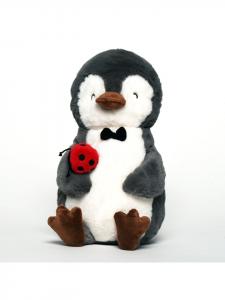 Мягкая игрушка-пингвин или божья коровка с надписью, пастельно-серого цвета