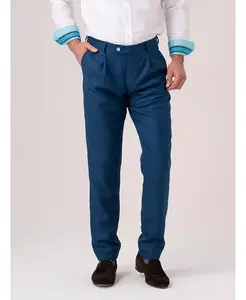 Мужские брюки из смеси льна, шерсти и шелка Koy Clothing, синий