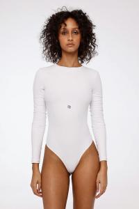 Боди с длинным рукавом и круглым вырезом God Save Queens, белый