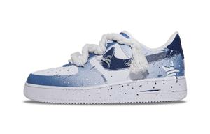 Nike Кроссовки Air Force 1 для скейтбординга, устойчивые к истиранию, унисекс, белые, синие