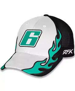 Мужская и женская черно-белая регулируемая кепка Brad Keselowski BuildSubmarines.com Flame Trucker Checkered Flag Sports