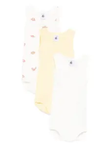 Комплект из трех боди с принтом Petit Bateau, белый