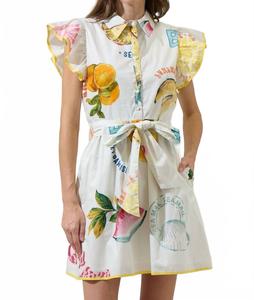 Остров Захра Майя мини-платье с воротником-рюшами в мультиколоре SUGARLIPS