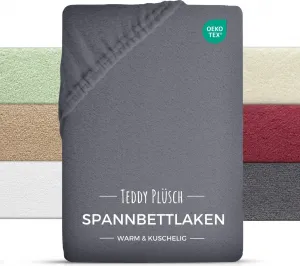Простыня на резинке плюшевая зимняя Тедди 180х200 см антрацитовая Carpe Sonno
