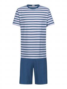 Mey Пижама короткая 'Sky Stripes' в светло-синем, темно-синем