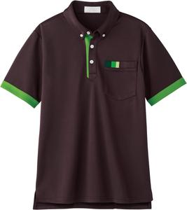 Рубашка-поло PROFeeling с коротким рукавом (унисекс) с боковыми карманами, прочная, влагоотводящая, быстросохнущая, с защитой от УФ-излучения, на пуговицах, для ухода за больными (AIK303), темно-коричневый