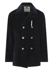Двубортное пальто из бархата Camplin, синий