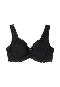 Бюстгальтер на косточках с непрозрачным кружевом и боковой поддержкой Sheego, черный
