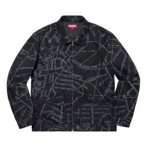Куртка Supreme SS19 Gonz Map Work Jacket Pattern Zipper Unisex Black, черный