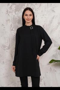 Свободный крой, детальная туника с длинными рукавами и брошью HOXTON GAL, черный