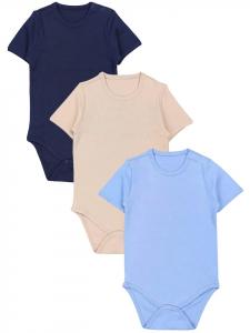 TupTam Комплект из 3 детских боди унисекс с коротким рукавом, бежево-голубого цвета