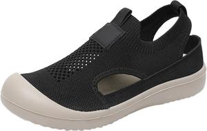 Женские удобные дышащие повседневные прогулочные кроссовки, ортопедические кроссовки на липучке, удобные ортопедические кроссовки на платформе Generic, черный