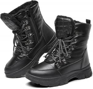 Женские зимние сапоги Rominz с молнией, утепленные мехом, средней длины до икры, удобные уличные ботильоны с противоскользящей подошвой, Black