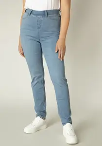 Джинсовые джеггинсы Base Level Curvy "TESSA", с предлагаемыми боковыми карманами и эластичной тканью, голубой