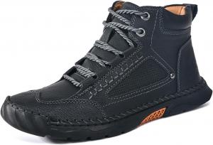 Мужские повседневные кожаные туфли, модные ботинки Чакка на щиколотку для женщин, удобные ручной работы кожаные ботильоны с просторным носком, без шнуровки, средний верх, для ходьбы и вождения, облегчают давление, легкие лоферы Generic, Black