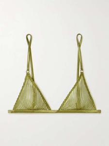Бюстгальтер с треугольными чашками из мягкого тюля с отделкой из шелкового атласа и вышивкой Kiki De Montparnasse, зеленый