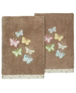 Набор из двух полотенец для рук из турецкого хлопка с вышивкой «Марипоса» Linum Home, цвет cocoa