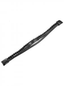 Adeliás Мужской кожаный браслет с ониксом, 21 см, черный