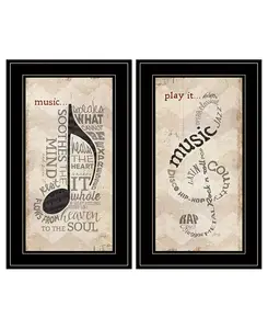 Музыкальная коллекция, виньетка из двух частей, автор Марла Рэй, чёрная рамка, 11 x 21 дюйм Trendy Décor 4U, multi